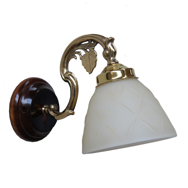 Hastings 1 Arm Wood & Brass Wall Light Image