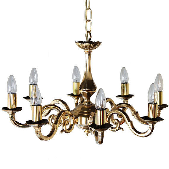 ELVEY 8 ARM BRASS QUALITY CHANDELIER