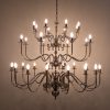 Flemish Candle-Style Brass Three-Tier Chandelier, 32-Light, Antique Brass