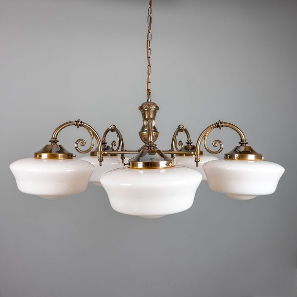 "With a contemporary design, the Clones 5 Arm 1920's Schoolhouse Light will create an amazing ambiance in a space of your choice."