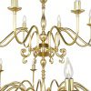 "The Flemish brass chandelier is an impressive traditional design hosting 20 unique candle-style lamp holders. This two-tier chandelier measures 115cm in height and 130cm in diameter and is one of three traditional brass chandeliers in the Flemish collection."