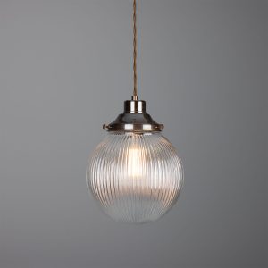 "With a sophisticated design, the Stanley 20cm Holophane Globe Pendant brings an eclectic style to your home."