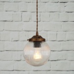 "The Stanley 16cm Holophane Globe Pendant features a holophane glass shade for a atmospheric glow of vintage light."