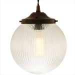 "The Stanley 16cm Holophane Globe Pendant features a holophane glass shade for a atmospheric glow of vintage light."