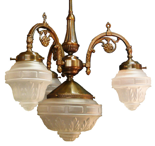 Straffan 3 Arm Victorian Chandelier Contemporary Manufactured In Ireland This Brass Fitting Comes Complete With 3 Frosted Pineapple Glass Shades