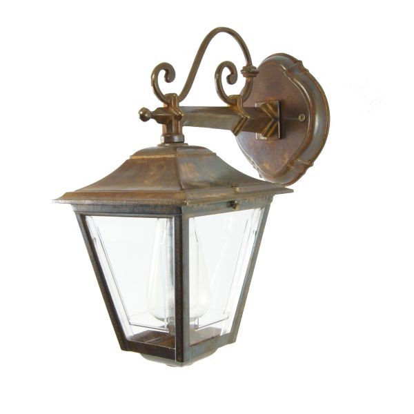 "This traditional cast brass outdoor wall light looks great when lit with an edison filament bulb."