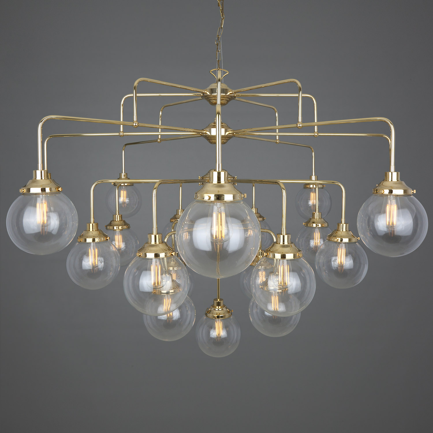 Rome Mid-Century Four-Tier Globe Chandelier, 21-Light