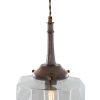 "The Novato pendant is a simple suspension that features a slender brass body, brass gallery and hexagonal stepped glass lamp shade."
