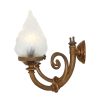 "The Darwin two-arm wall light features two decorative curved arms and flame glass lamp shades."